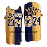 Canotte Los Angeles Lakers Kobe Bryant LeBron James No 24 23 Split Giallo Viola