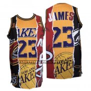 Canotte Los Angeles Lakers LeBron James No 23 Heat Cavaliers Nero Rosso Giallo