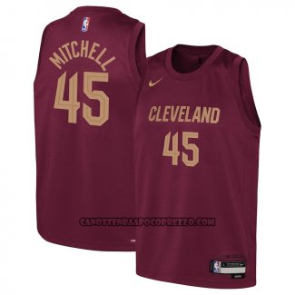 Canotte Bambino Cleveland Cavaliers Donovan Mitchell NO 45 Icon 2022-23 Rosso