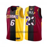 Canotte Los Angeles Lakers LeBron James No 6 23 2020 Fmvp Heat Cavaliers Split Dual Number Rosso Or