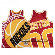 Canotte Houston Rockets Personalizzate Mitchell & Ness Big Face Rosso