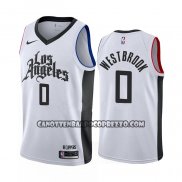 Canotte Los Angeles Clippers Russell Westbrook NO 0 Citta Bianco