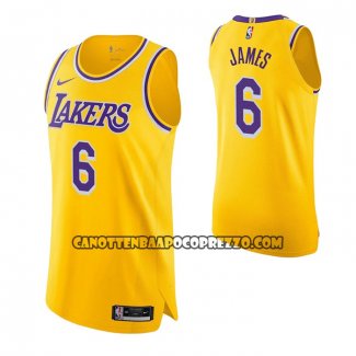 Canotte Los Angeles Lakers LeBron James NO 6 Icon Autentico Giallo