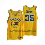 Canotte Golden State Warriors Kevin Durant NO 35 Hardwood Classic Autentico Giallo