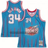 Canotte Houston Rockets Hakeem Olajuwon NO 34 Mitchell & Ness 1996-97 Blu