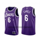 Canotte Los Angeles Lakers LeBron James NO 6 Citta 2021-22 Viola