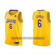 Canotte Los Angeles Lakers LeBron James NO 6 75th Anniversary 2021-22 Giallo