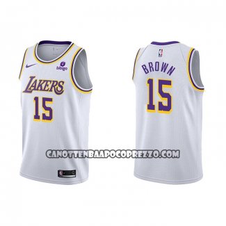 Canotte Los Angeles Lakers Jabari Brown NO 15 Association 2021-22 Bianco