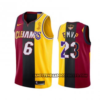Canotte Los Angeles Lakers Lebron James 2020 Fmvp Heat Cavaliers Split Dual Number Rosso Or