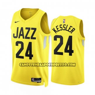 Canotte Utah Jazz Walker Kessler NO 24 Icon 2022-23 Giallo