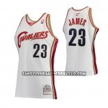 Canotte Cleveland Cavaliers LeBron James NO 23 Mitchell & Ness 2003-04 Bianco