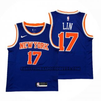 Canotte New York Knicks Jeremy Lin NO 17 Icon Blu