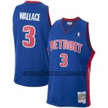 Canotte Detroit Pistons Ben Wallace NO 3 Mitchell & Ness 2003-04 Blu