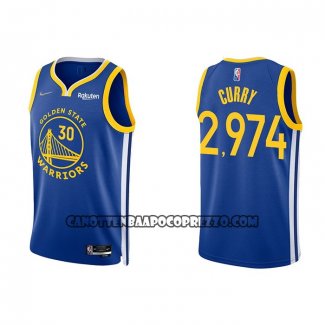 Canotte Golden State Warriors Stephen Curry 2974th 3 Points Blu