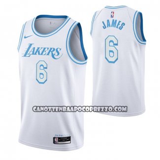 Canotte Los Angeles Lakers LeBron James Citta 2021-22 Bianco