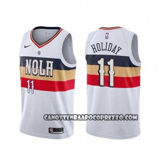 Canotte New Orleans Pelicans Jrue Holiday Earned Bianco