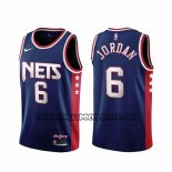 Canotte Brooklyn Nets Deandre Jordan NO 6 Citta 2021-22 Blu