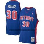 Canotte Detroit Pistons Rasheed Wallace NO 30 Mitchell & Ness 2003-04 Blu