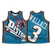 Canotte Detroit Pistons Ben Wallace Mitchell & Ness Big Face Blu