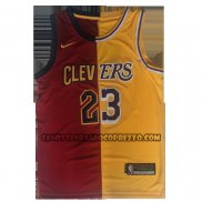 Canotte Cleveland Cavaliers Los Angeles Lakers LeBron James NO 23 Split Rosso Giallo