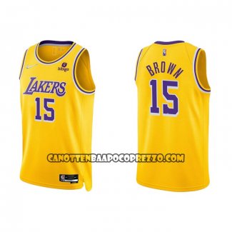 Canotte Los Angeles Lakers Jabari Brown NO 15 75th Anniversary 2021-22 Giallo