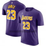 Canotte Manica Corta Los Angeles Lakers Lebron James Statement Viola