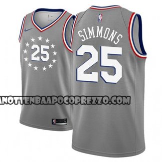 Canotte NBA 76ers Ben Simmons Ciudad 2018-19 Grigio