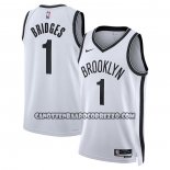 Canotte Brooklyn Nets Mikal Bridges NO 1 Association 2022-23 Bianco