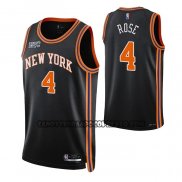 Canotte New York Knicks Derrick Rose NO 4 Citta 2021-22 Nero